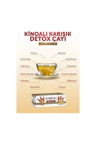 Mahbuba Kinoalı Karışık Detox Diyet Glutensiz Form Bitki Çayı 1 Aylık - 30 Kullanım Net 60gr