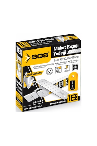 Sgs Sgs164 18 Mm Maket Bıçağı Yedeği 0,50 Mm 10 Paket 100 Adet Metal Uç Kutu