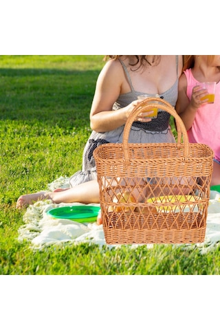 Homyl Piknik Sepeti Saplı Dekor Saklama Düzenleyici Açık Hava Haki