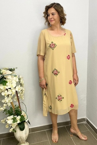 Mia Butik Kadın Sarı Şifon Elbise Sarı