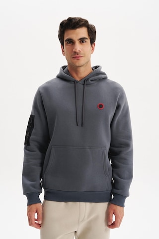 AR-MA Arma Erkek Regular Fit 3 İplik Şardonlu Kanguru Cepli Kapüşonlu Sweatshirt Pamuk Polyester Karışımı K30254629202 Gri