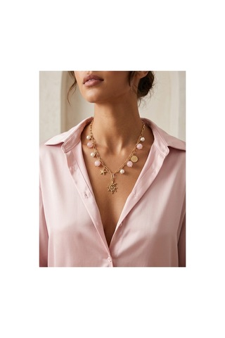 Deniz Yıldızı Güneş Charmlı Taşlı Tasarım Pinterest Kolye Kararmaz Hediye Kutulu Kadın Kolye Pembe - 914307080 Pembe