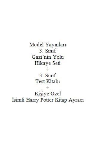 3. Sınıf Hikaye Kitabı Seti Model Yayınları Gazi'nin Yolu + 3. Sınıf Test Kitabı + Kişiye Özel İsimli Harry Potter Kitap Ayracı