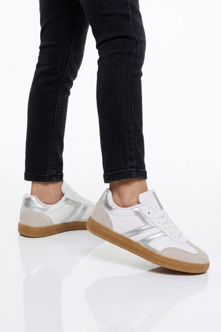 Lento Beyaz-gümüş Bağcıklı Hafif Rahat Unisex Yürüyüş Ve Spor Ayakkabı Sneaker 234750 Beyaz - Gümüş