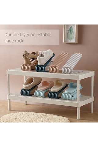 Kosona Çift Katlı Ayarı Yapılabilir Pp Malzeme Ev Odası Giyim Dolabı Organizatörü - Pembe 25.5x15x6cm Diğer