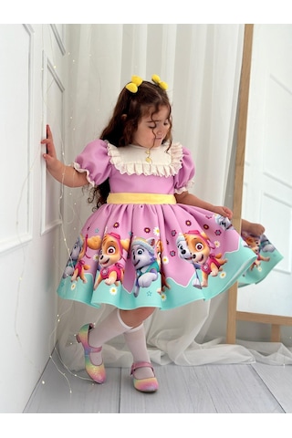 H L Y Karol Tasarım Paw Patrol Vintage Kız Bebek Elbise,doğum Günü Elbise,fotoğraf Çekim Elbise,0-12 Yaş Uygun Lila