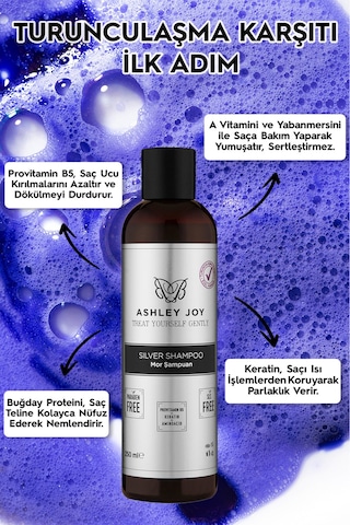 Platin,sarı Saçlara Özel Turunculaşma Karşıtı Keratin Içeren Sülfatsız Silver Mor Şampuan 250ml X2