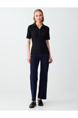 Jimmy Key Jimmy Key Siyah Polo Yaka Truvakar Kol Örme Bluz 6sw035505900