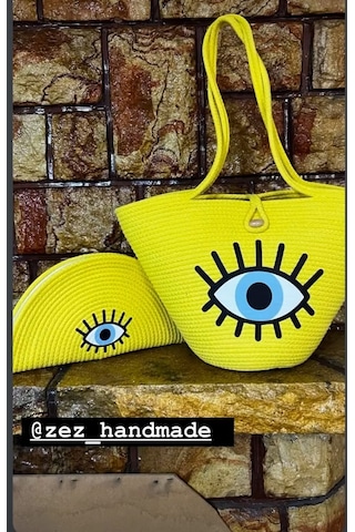 Zez Handmade Kadın Plaj Çantası Sarı Zez Handmade Kadın Plaj Çantası Sarı