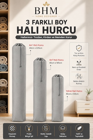 6 Adet Halı Hurcu Seti Büzgülü Halı Saklama Çantası Toz Ve Neme Karşı Koruyucu Gri