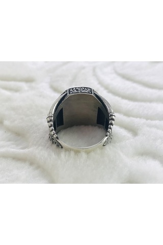 Elif Harfi Işlemeli 925 Ayar Gümüş Erkek Yüzük