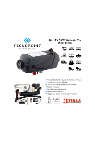 Tecnopoint Webasto Tip D4 Model Dizel Isıtıcı 12v 5kw Tekne, Karavan, Minibüs Aymar Otomotiv Dış Tic