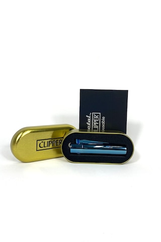 Clipper Metal Çakmak Mavi Renk Özel İsim Yazdırılır