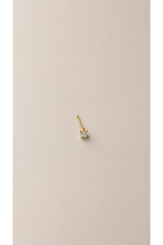 925 Ayar Gümüş Piercing Küpe Unisex Kare Zirkon Taşlı Mini Tragus Helix Minimal Tasarım Gold