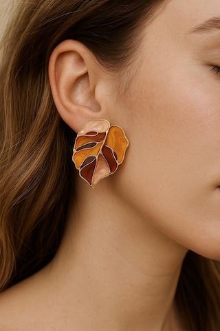 Sonbahar Yaprak Küpe Pirinç Kaplama Çok Renkli