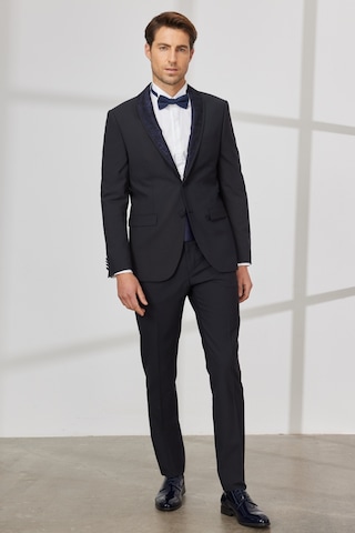 AC&Co / Altınyıldız Classics Erkek Lacivert Slim Fit Dar Kesim Çıkma Şal Yaka Yünlü Smokin Takım Lacivert
