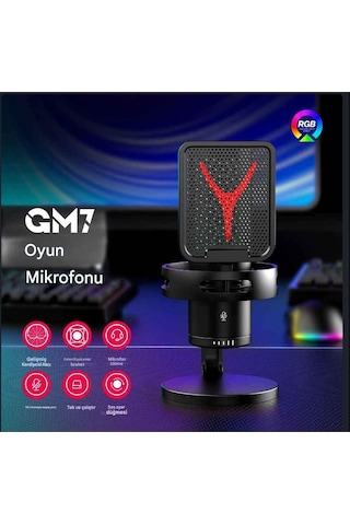 Gm7 Profesyonel Rgb Semi Pro Tak Çalıştır Usb Kablolu Vlog Canlı Yayın Stüdyo Mikrofon