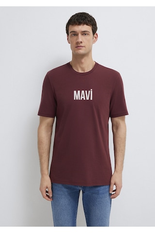 Mavi - Mavi Logo Baskılı Bordo Tişört 0613186-70396 Bordo