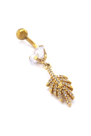 Ferizz Altın Kaplama Zirkon Taşlı Yaprak Piercing Prc-136
