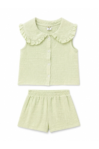 Baby Lory Kids Store Kız Çocuk Yaka Detaylı Yeşil Takım Açık Yeşil