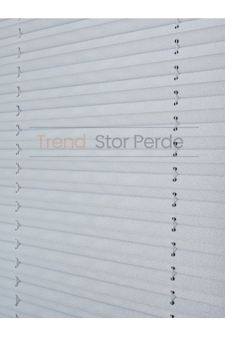 Mavi Gri Plise Katlanır Cam Balkon Perdesi - Ofis Perdesi - Salon Perdesi - 025 Mavi Gri