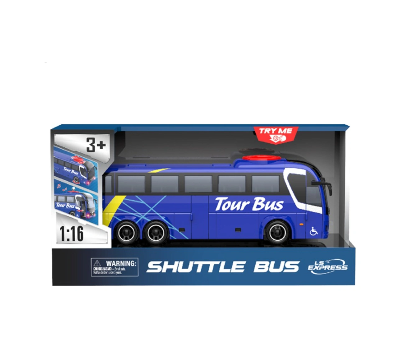 Oyuncak Sürtmeli Işıklı Sesli Üstten Yönlendirmeli Otobüs Mavi
