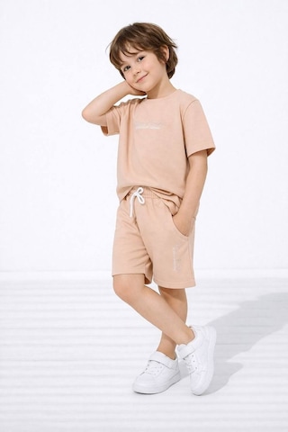 Miniko Kids Erkek Çocuk London Modelli Pamuk Şortlu Takım Bej