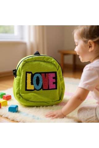 Dolphın Pbr-676 Kadıfe Sırt Cantası Yeşil Love Yeşil
