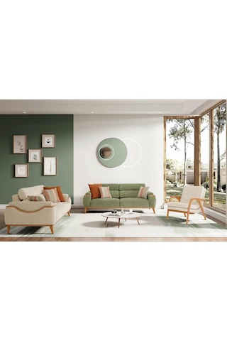 Efes Ahşap Ayaklı Kollu Krem Berjer Krem