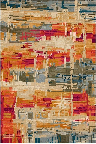 Latte Dizayn Orya Desenli Kadife Pamuk Tabanlı Yıkanabilen Kaydırmaz Antibakteriyel Salon Halısı 120x180 Genel