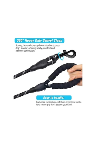 Reflektörlü Köpek Tasması Siyah 130 CM