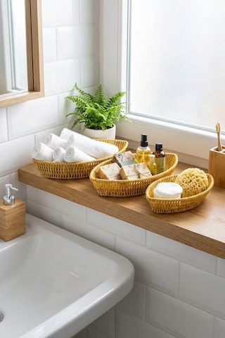 Kayık Formlu Plastik Rattan Sepet Seti, Hasır Görünümlü, Ekmek Meyve Sunum Sepetleri, 3 Parça, Çok Amaçlı Organizer, 27x15x5 Cm, 30x18x5 Cm, 33x20x5 Cm