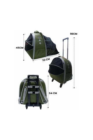 La Vista Grand Paris Tekerlekli Genişletilebilen Kedi, Küçük Köpek Taşıma Çantası Siyah 40-40-50cm