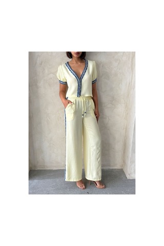 Verymoda Kot Şeritli Pantolon F1890 Sarı