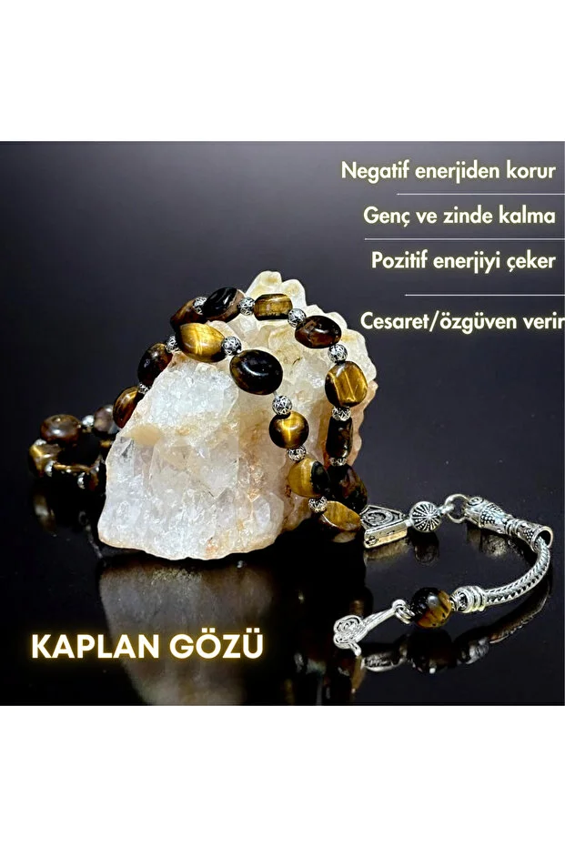 Kaplan Gözü Taşı Gerçek Doğal Taş Tesbih Kahverengi