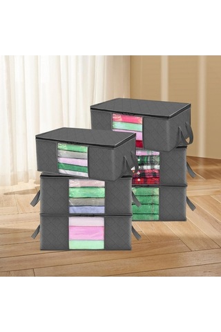 Trendooze 6 Parça Giysi Saklama Çantası Gri Montlar Katlanabilir Yatak Gri