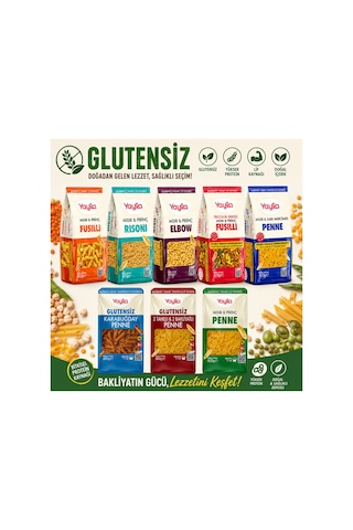 8 Li Doğal Glutensiz Makarna Serisi 400 Gr Elbow-penne-fusulli-risoni