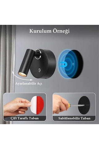 Ledx Al-xyd05 Çok Fonksiyonlu Dokunmatik Şarjlı 1200mah Duvar Aplik 3000k-4000k-6500k Type-c Şarj Girişli Beyaz