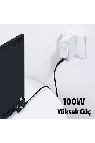 Baseus Zinc Manyetik Type-c To Dc Round 79x55mm Lenovo Laptop Şarj Kablosu 100w 2m- 5775 Siyah