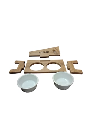 Realwood Özel İsimli Seramik Kaplı Kedi Köpek Mama Su Kabı Stantı