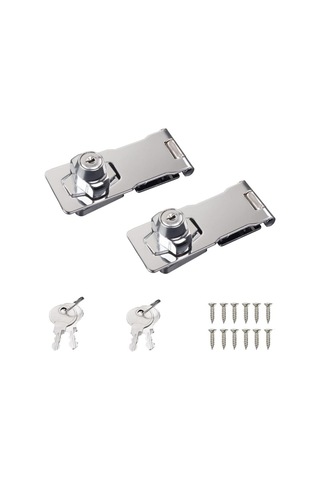 Kilitli Ve Vidalı Dolap Kapı Kilitleri, 64 Mm, 2 Parça, Anahtarlı Kilit, Krom B