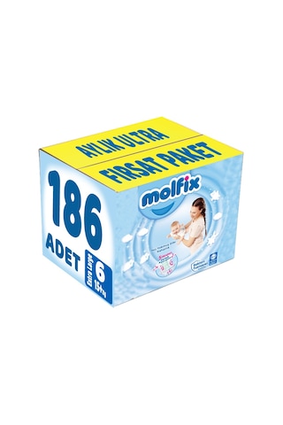 Molfix Bebek Bezi 6 Numara Xlarge Aylık Ultra Fırsat Paketi 186 Adet 3'lü