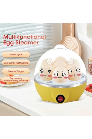 Yumurta Pişirici Otomatik Kapanma Ev 7 Yumurta Çok Fonksiyonlu Buğulanmış White L