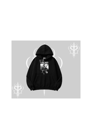 Tarzsokak Kapşonlu Sweatshirt Punk Rock Chaos Skeleton Riot Siyah