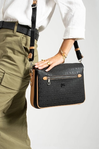 Just Polo Günlük Kombinlere Uygun Kadın Baskılı Omuz Çantası Shopper Siyah Camel