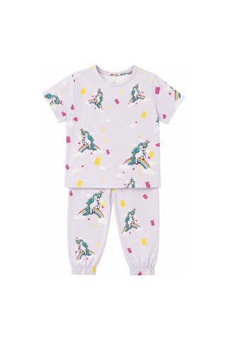 Harıbo Haribo Lisanslı Unicorn Desenli Kısa Kollu Pijama Takımı Lila