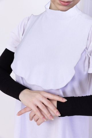 Loggia Balıkçı Yaka Boyunluk Beyaz - Dik Yakalı Kadın Tesettür Penye Yarım Body Hijab Namaz Boyunluğu Beyaz