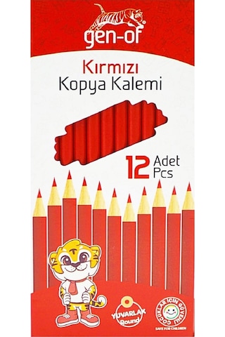 Gen-of Yuvarlak Kırmızı Kopya Kalemi 12 Adet