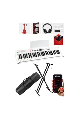 Midex Ps4000wh-set Tuş Hassasiyetli 61 Tuşlu Org Bluetooth Usb Midi Sustain Pedalı Çanta Kulaklık Stand Metod