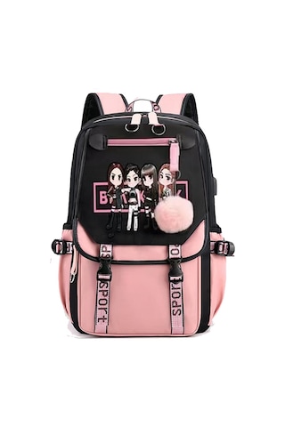 Aurora Öğrenci Okululçantısı Büyük Kapasiteli Seyahatçantası Siyah Ve Pembe Siyah - Pembe